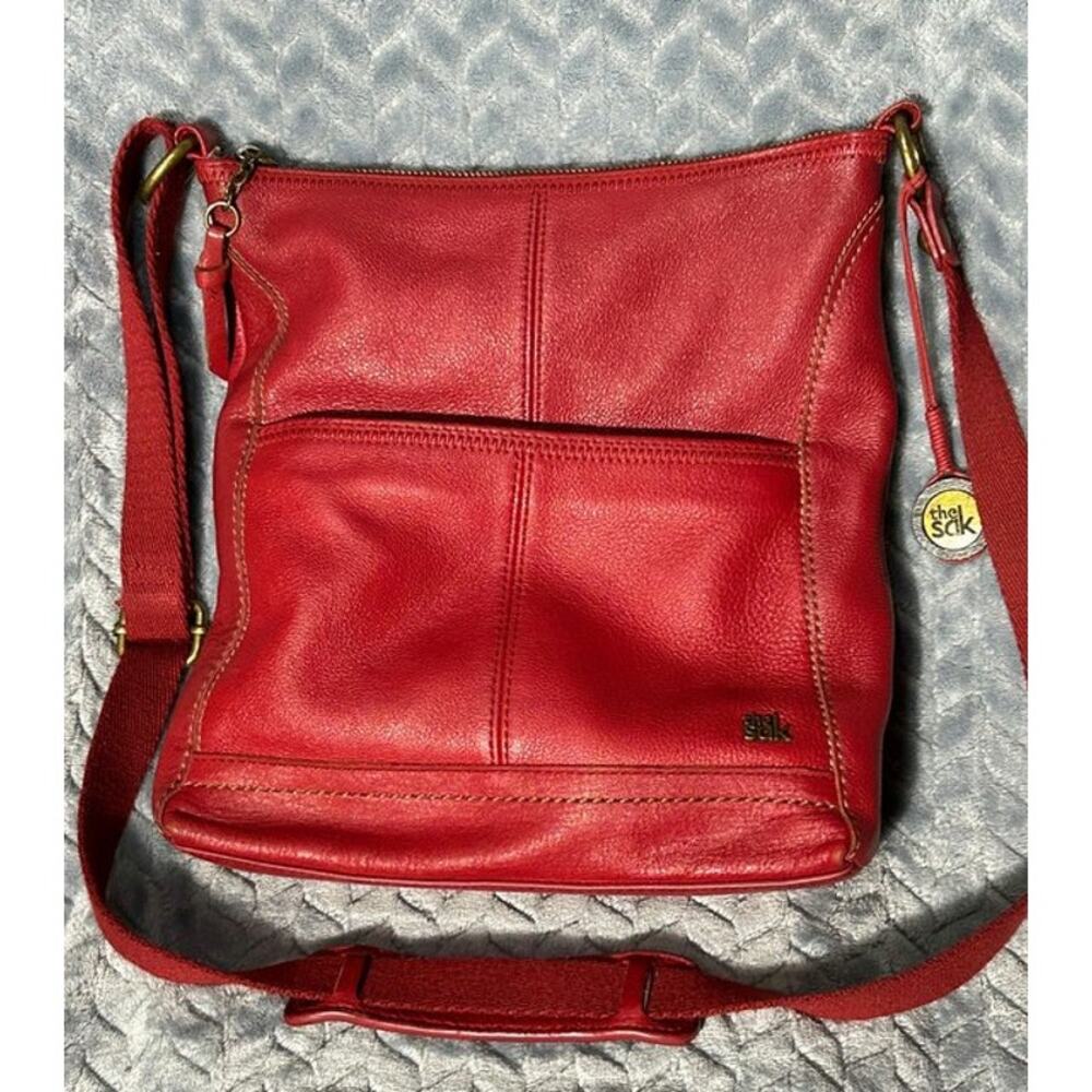 The Sak Lucia Leather Crossbody in Scarlet Stitch Pebbled Zippered Colorful